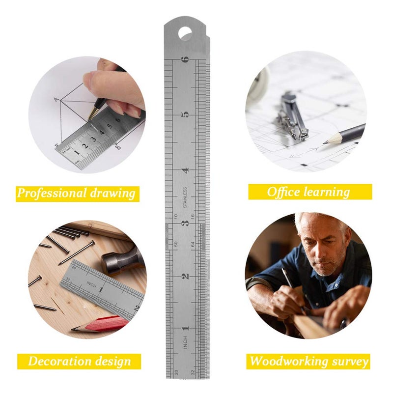 Miular 6 Inch Stainless Steel Ruler 2 Pack. - Image 3